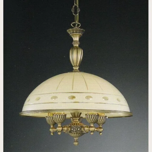 Люстра подвесная  L 7004/48 Reccagni Angelo бежевая на 5 ламп, основание античное бронза в стиле классический 