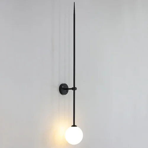 Настенный светильник LINES Ball 200 Black 178056-26 ImperiumLoft белый на 1 лампа, основание чёрное в стиле минимализм  фото 2