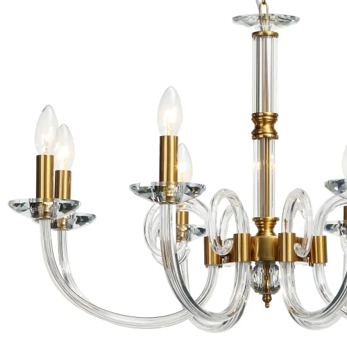 Люстра подвесная Glass 1050/03/08P Stilfort прозрачная на 8 ламп, основание золотое в стиле классический фото 4 Люстра подвесная Glass 1050/03/08P Stilfort прозрачная на 8 ламп, основание золотое в стиле классический фото 4