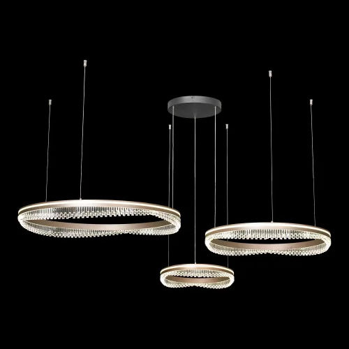 Люстра подвесная LED Hardin LSP-7427 Lussole прозрачная на 1 лампу, основание коричневое в стиле хай-тек современный минимализм кольца