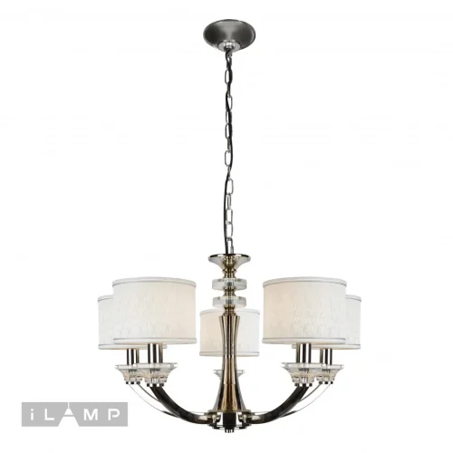 Люстра подвесная Oxford 85175/5 CR iLamp белая на 5 ламп, основание хром в стиле американский современный  фото 2