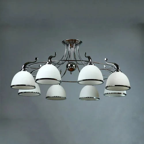 Люстра потолочная MA02401CB/008 Chrome Ambiente by Brizzi белая на 8 ламп, основание хром в стиле современный 