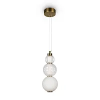 Светильник подвесной LED Collar P069PL-L16G3K Maytoni белый прозрачный на 1 лампу, основание золотое в стиле шар