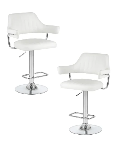 Стул барный набор 2 шт. SET-2 5019-LM CHARLY, цвет сиденья белый, цвет основания хром Dobrin, /экокожа, ножки/металл/хром, размеры - 990*1200***610*540 Стул барный набор 2 шт. SET-2 5019-LM CHARLY, цвет сиденья белый, цвет основания хром Dobrin, /экокожа, ножки/металл/хром, размеры - 990*1200***610*540