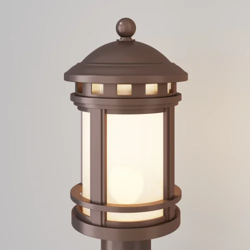 Парковый светильник Salamanca O031FL-01BR Maytoni уличный IP44 коричневый на 1 лампу, плафон белый в стиле современный E27 фото 6