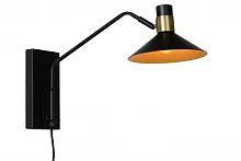 Бра в розетку Pepijn 05228/01/30 Lucide чёрный матовый золото 1 лампа, основание чёрное в стиле современный лофт 