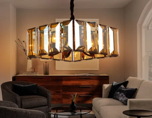 Люстра подвесная Traditional TR5150 Ambrella light янтарная на 6 ламп, основание коричневое в стиле классический современный  фото 2