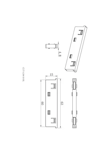 Соединитель питания для магнитного шинопровода линейный CLT 0.206 03 BL Crystal Lux чёрный в стиле современный для светильников серии Укс5 (Ux5) ux5 узкий магнитный двусторонний фото 2 Соединитель питания для магнитного шинопровода линейный CLT 0.206 03 BL Crystal Lux чёрный в стиле современный для светильников серии Укс5 (Ux5) ux5 узкий магнитный двусторонний фото 2