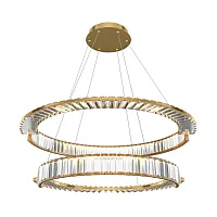 Люстра подвесная LED Krone P097PL-L90BS3K Maytoni прозрачная на 1 лампу, основание латунь в стиле современный кольца