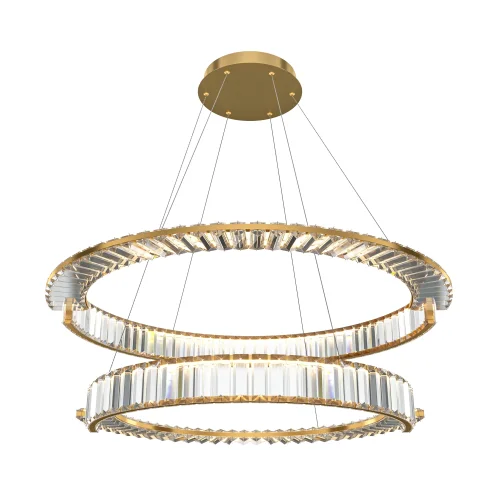 Люстра подвесная LED Krone P097PL-L90BS3K Maytoni прозрачная на 1 лампу, основание латунь в стиле современный кольца