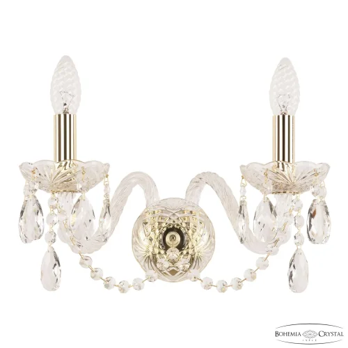 Бра 101B/2/165 G Bohemia Ivele Crystal без плафона на 2 лампы, основание прозрачное золотое в стиле классический sp