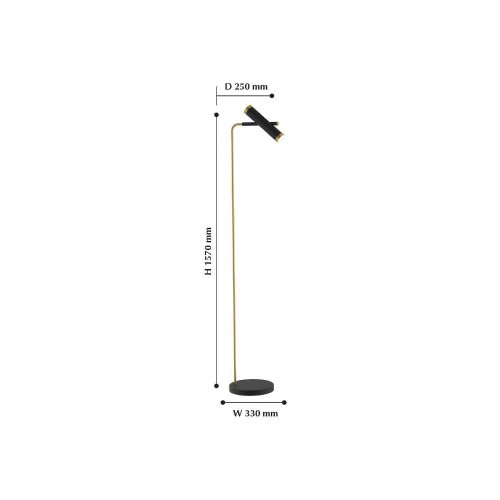 Торшер LED Duplex 2324-2F Favourite  чёрный 2 лампы, основание золотое чёрное в стиле современный
 фото 2