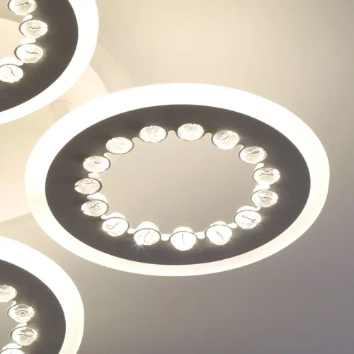 Люстра потолочная LED с пультом Мадлен 424013505 DeMarkt белая на 1 лампа, основание белое в стиле хай-тек с пультом кольца фото 10