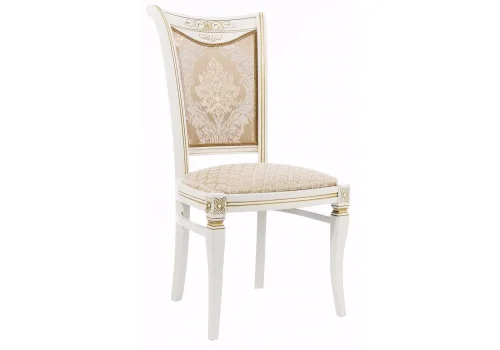Деревянный стул Mariano молочный / патина 438326 Woodville, бежевый/ткань, ножки/массив бука/молочный, размеры - ****490*560