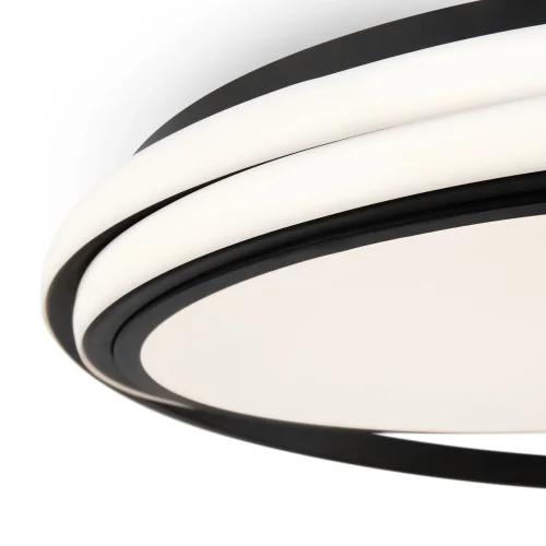 Люстра потолочная LED с пультом Lisoa FR10032CL-L98B Freya белая на 1 лампа, основание чёрное в стиле современный хай-тек с пультом кольца фото 3