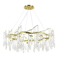 Люстра подвесная Teardrops SL1660.203.12 ST-Luce прозрачная на 12 ламп, основание золотое в стиле флористика современный ветви