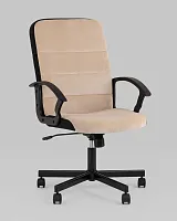Кресло компьютерное TopChairs ST-TRACER (Спинка и сиденье песочная ткань Light-21) УТ000036642 Stool Group, бежевый/велюр, ножки/металл/чёрный, размеры - *****