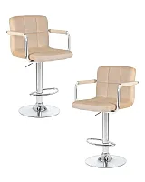 Стул барный набор 2 шт. SET-2 5011-LM KRUGER ARM, цвет сиденья бежевый велюр (MJ9-10), цвет основания хромированная сталь Dobrin, /велюр, ножки/металл/хром, размеры - 920*1130***515*490 Стул барный набор 2 шт. SET-2 5011-LM KRUGER ARM, цвет сиденья бежевый велюр (MJ9-10), цвет основания хромированная сталь Dobrin, /велюр, ножки/металл/хром, размеры - 920*1130***515*490