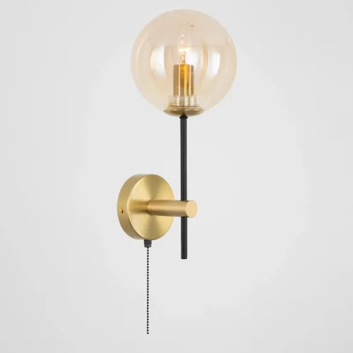 Бра с выключателем Лорен CL146413 Citilux янтарный на 1 лампа, основание бронзовое в стиле современный молекула шар фото 2