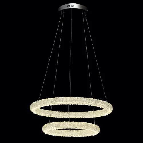 Люстра подвесная LED с пультом Гослар 498014202 Chiaro белая прозрачная на 1 лампа, основание хром в стиле современный кольца фото 2