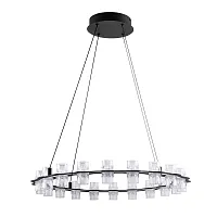 Люстра подвесная LED Monna 1933/06 SP-44 Divinare прозрачная на 1 лампу, основание чёрное в стиле современный кольца