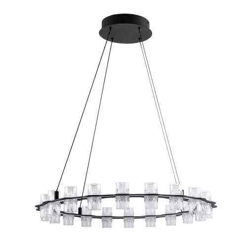Люстра подвесная LED Monna 1933/06 SP-44 Divinare прозрачная на 1 лампу, основание чёрное в стиле современный кольца