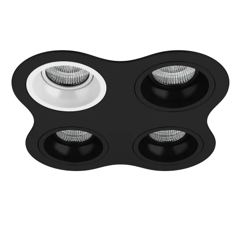 Светильник точечный Domino Round D64706070707 Lightstar чёрный белый на 4 лампы, основание чёрное в стиле хай-тек современный 
