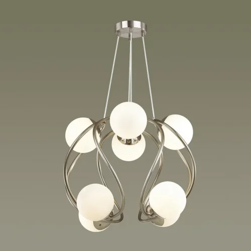 Люстра подвесная Slota 4807/8 Odeon Light белая на 8 ламп, основание никель в стиле современный шар