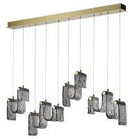 Светильник подвесной LED Flow 5106/52L Odeon Light серый дымчатый на 1 лампу, основание золотое в стиле арт-деко современный линейный