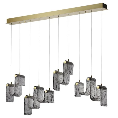 Светильник подвесной LED Flow 5106/52L Odeon Light серый дымчатый на 1 лампу, основание золотое в стиле арт-деко современный линейный