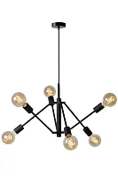 Светильник подвесной Lester 21424/06/30 Lucide чёрный 6 ламп, основание чёрное в стиле современный 