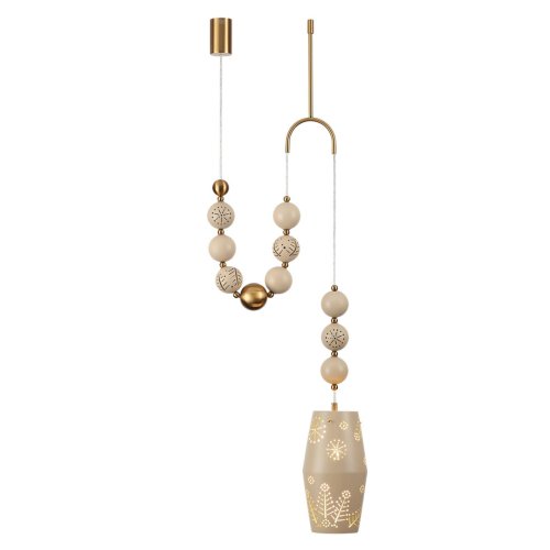 Светильник подвесной Karelia 5444/1B Odeon Light бежевый на 1 лампу, основание латунь в стиле современный эклектика восточный арт-деко фото 4