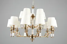 Люстра подвесная Dimaro OML-87813-15 Omnilux бежевая на 15 ламп, основание бронзовое в стиле классический 