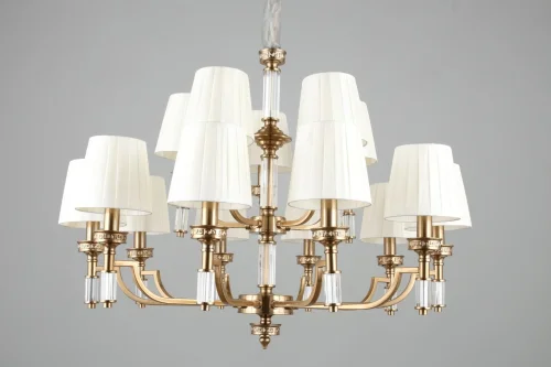 Люстра подвесная Dimaro OML-87813-15 Omnilux бежевая на 15 ламп, основание бронзовое в стиле классический 