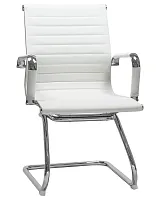 Офисное кресло для посетителей 102N-LMR CODY, цвет сиденья белый, цвет основания хромированная сталь Dobrin, белый/экокожа, ножки/металл/хром, размеры - ****535*600