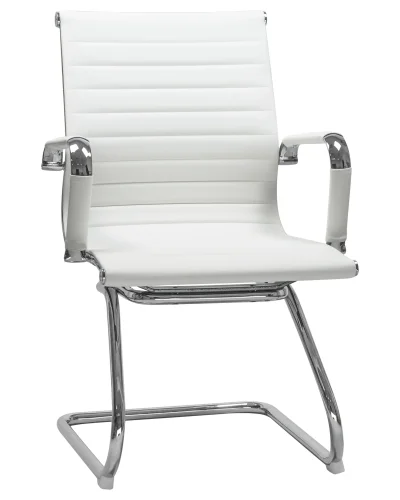 Офисное кресло для посетителей 102N-LMR CODY, цвет сиденья белый, цвет основания хромированная сталь Dobrin, белый/экокожа, ножки/металл/хром, размеры - ****535*600
