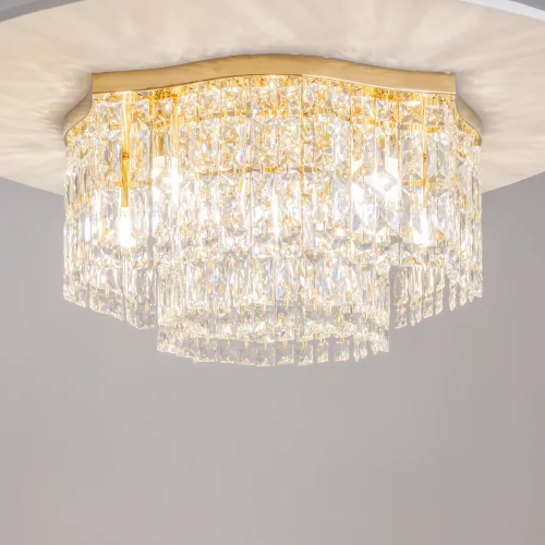 Люстра потолочная Dune DIA005CL-06G Maytoni прозрачная на 6 ламп, основание золотое в стиле современный фото 4