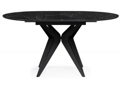 Стеклянный стол Рикла 110(150)х110х76 черный мрамор / черный 553566 Woodville столешница чёрная из стекло фото 7