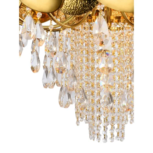 Люстра подвесная VALENCIA 91009/12C GOLD Natali Kovaltseva золотая прозрачная на 12 ламп, основание золотое в стиле арт-деко современный  фото 4