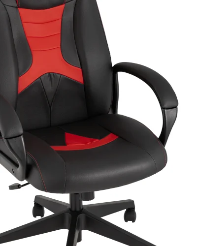 Кресло игровое TopChairs  ST-CYBER 8 RED  (Спинка и сиденье комбо ткань/экокожа, цвет черный/красный УТ000034843 Stool Group, красный/экокожа, ножки/металл/чёрный, размеры - ****655*770 фото 3