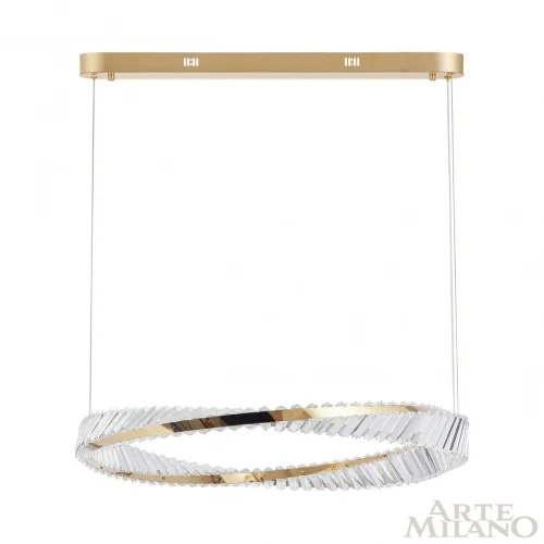 Люстра подвесная LED с пультом AM-Venezia 318311/D800 GD Arte Milano прозрачная на 1 лампу, основание золотое в стиле современный кольца с пультом фото 9