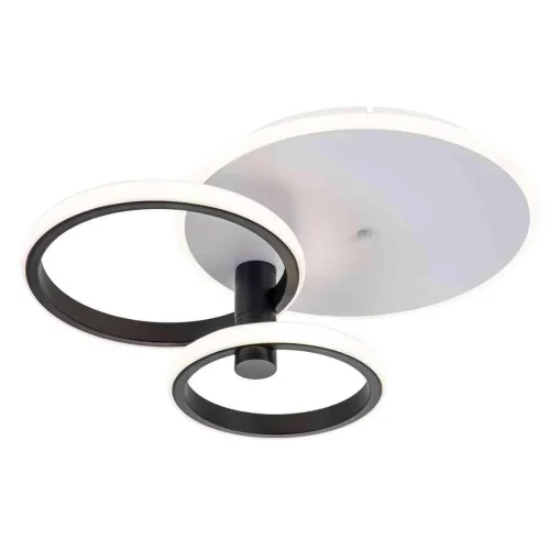 Люстра потолочная LED с пультом Contour 10213/2LED BL White Escada белая на 1 лампу, основание чёрное белое в стиле современный с пультом кольца