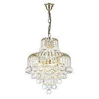Люстра хрустальная подвесная Bellagio E 1.5.40.100 G Arti Lampadari прозрачная на 4 лампы, основание золотое в стиле классический 