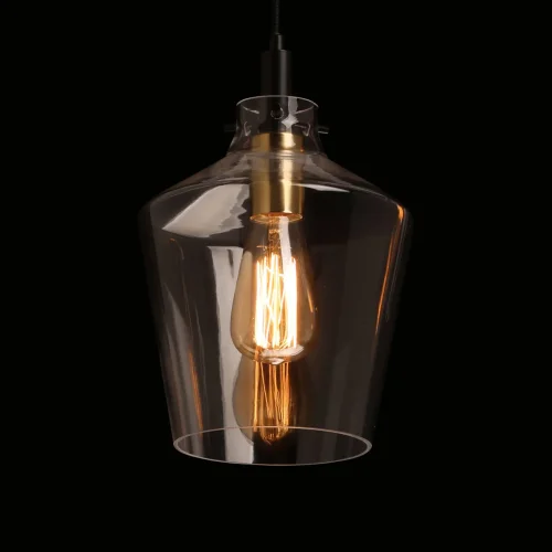 Светильник подвесной Нойвид 682012201 DeMarkt прозрачный 1 лампа, основание чёрное в стиле современный хай-тек  фото 4