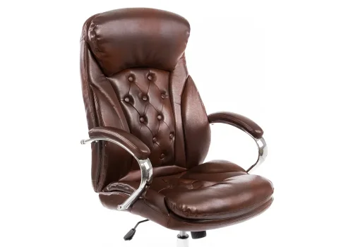 Кресло для руководителя Rich коричневое 1869 Woodville, коричневый/искусственная кожа, ножки/металл/хром, размеры - *1250***670*750 фото 4
