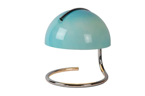 Настольная лампа Cato 46516/01/35 Lucide синяя 1 лампа, основание хром металл в стиле винтаж 