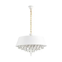 Люстра подвесная Mitrim 8374/6 Lumion белая на 6 ламп, основание латунь в стиле классический Люстра подвесная Mitrim 8374/6 Lumion белая на 6 ламп, основание латунь в стиле классический