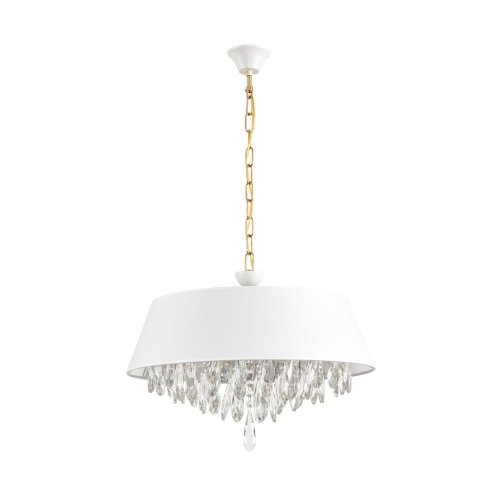 Люстра подвесная Mitrim 8374/6 Lumion белая на 6 ламп, основание латунь в стиле классический 