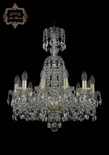 Люстра подвесная хрустальная 11.11.12.195.XL-68.Gd.Sp Bohemia Art Classic прозрачная на 12 ламп, основание золотое в стиле классический 
