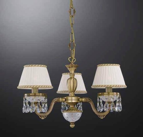 Люстра подвесная  L 6400/3 Reccagni Angelo белая на 3 лампы, основание античное бронза в стиле классический 